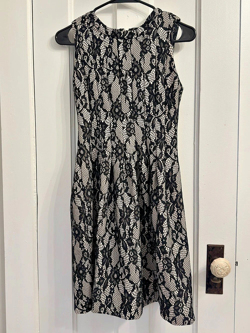 Anthropologie Black & Beige Lace Dress